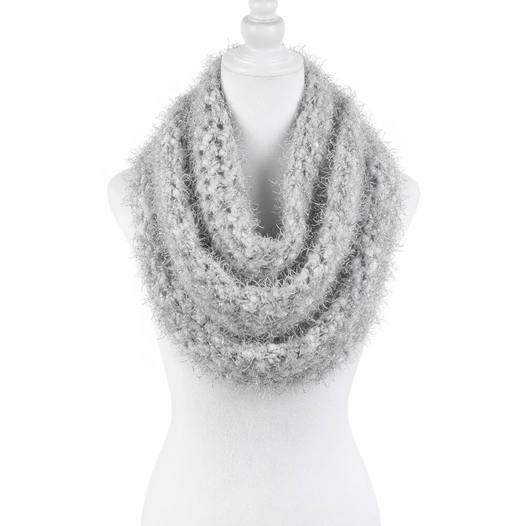 Mixit Women's Infinity Winter Scarf Silver-Multi Fuzzy Cozy - Gomix Brands Outlet